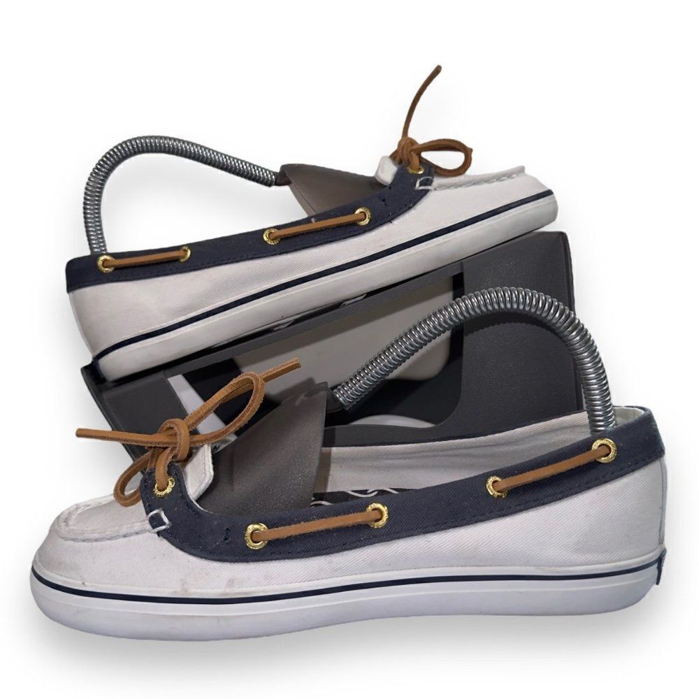 Sperry Top-Sider Kadin Marin Slip-on Boat Shoes White/Navy 9688722‎ Women 7.5M